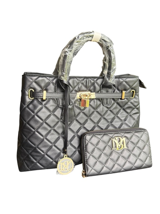 Badgley Mischka Handbags - Badgley Mischka Diamond Quilted Tote Bag with a Front Lock Accent w/ Wallet